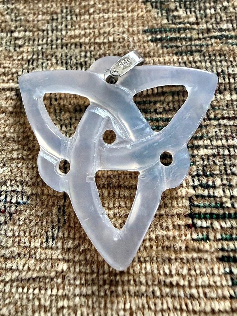 Antique Celtic stone trinity knot w/sterling silver bail from Witch’s estate
